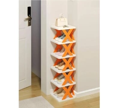 Picture of 5 Layers Simple Shoe Rack Folding Shoe Cabinet Multi-layer Shoes Storage Organizer Space-Saving Shoes Shelf Door Color Matching Cabinets-Multicolor