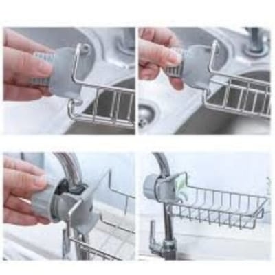 Picture of Faucet Sink Rack Rag Drain Storage Rack Household Kitchen Toilet Bathroom Organizer Punch Free Sink Storage Rack Stainless Steel Drain Rack Sponge Soap Storage Holder Shelf_Prime Mall-Silver