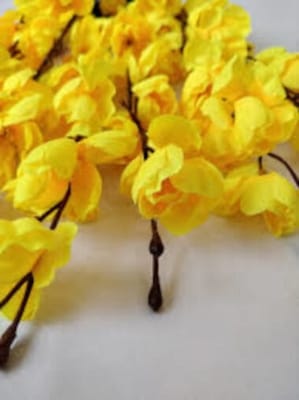 Picture of Artificial Cherry flower bunches 21 inch flower bunches - 1 pcs-Yellow