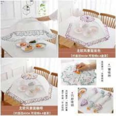 Picture of Food Safe From Insects With The Kitchen Food Cover- Foldable Anti Fly Mosquito Net Cover For Picnic Or Dinner Table Use-Multicolor