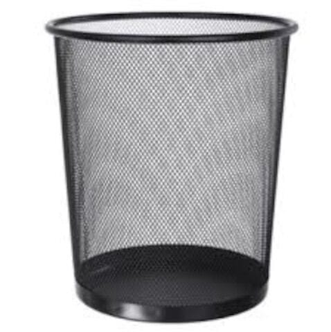 Picture of Dust Bin Iron Net Classical Trash Can, Simple Designed Garbage Can Ash Bin Dust Bin Trash Container for Home Office Kitchen Bathroom-Black
