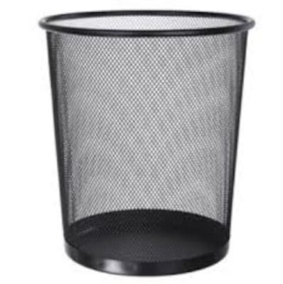 Picture of Dust Bin Iron Net Classical Trash Can, Simple Designed Garbage Can Ash Bin Dust Bin Trash Container for Home Office Kitchen Bathroom-Black