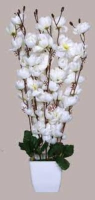 Picture of Artificial Cherry Blossom Flower In Plastic Vases --45Cm/16 inch for Home Decoration-White