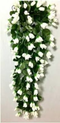 Picture of Artificial Hanging Flower for Indoor Home Office Wall Decoration white Rose Artificial Flower-Green