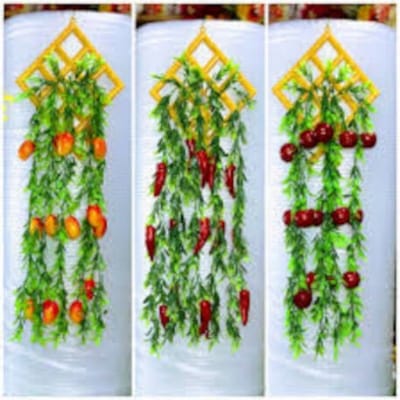 Picture of Artificial hanging fruits vine with chika for home decor-Multicolor