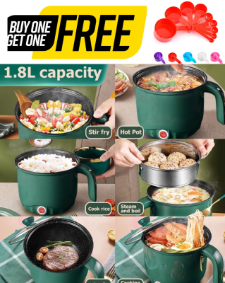 Picture of Buy 1 get Free - COMBO OFFER Mini Electric Multi Cooker 1.8L Non-stick Cooking Machine Double Layer Hot Pot rice cooker , get Free Measurement Cup Set-Multicolor