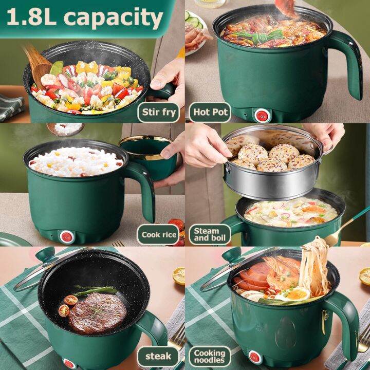Picture of Buy 1 get Free - COMBO OFFER Mini Electric Multi Cooker 1.8L Non-stick Cooking Machine Double Layer Hot Pot rice cooker , get Free Measurement Cup Set-Multicolor