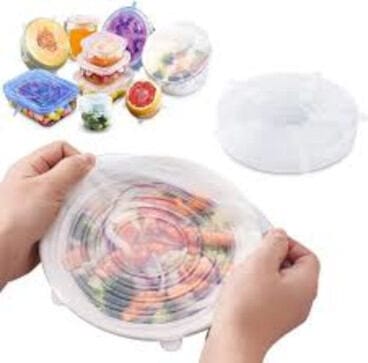 Picture of Silicone Stretch Lids, Reusable Plastic Wrap Alternative, 6-Pack Eco Friendly Food Storage Covers, Clear Color-Neutral