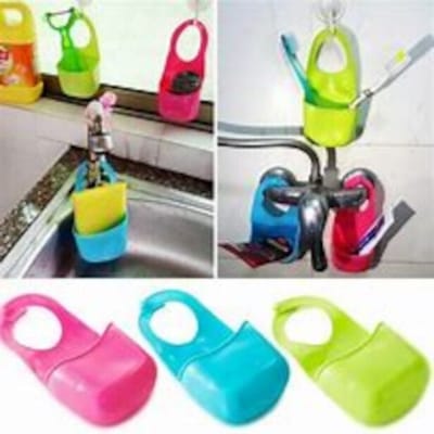 Picture of Folding PVC Plastic Soap Dish Creative Candy Colors Sink Hanging Storage Bag Durable Faucet Sponge Holder - 1 pcs-Multicolor
