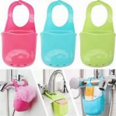 Picture of Folding PVC Plastic Soap Dish Creative Candy Colors Sink Hanging Storage Bag Durable Faucet Sponge Holder - 1 pcs-Multicolor