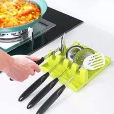 Picture of Spoon Rest Holder Utensil Organizer Kitchen Rack - Keep Your Utensils Organized And Accessible With This Spoon Rest Holder-Multicolor