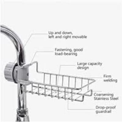 Picture of Faucet Sink Rack Rag Drain Storage Rack Household Kitchen Toilet Bathroom Organizer Punch Free Sink Storage Rack Stainless Steel Drain Rack Sponge Soap Storage Holder Shelf_Prime Mall-Silver