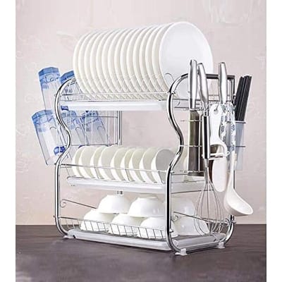 Picture of 3 Layer Dish Drainer Rack Stainless Steel-Silver
