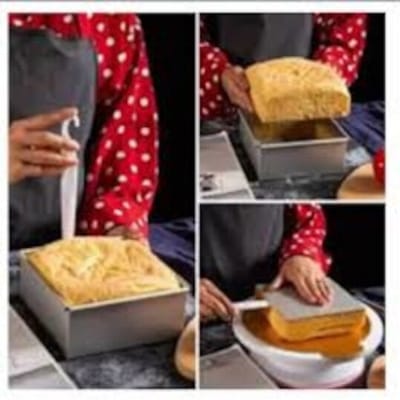 Picture of Cake Mold, 4Pcs Square Shape Aluminum Round cake mold 4pcs set, Make Cake, Pudding And More, Oven Proof Cake Pan Set-Silver