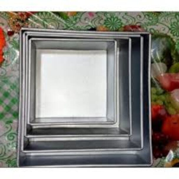 Picture of Cake Mold, 4Pcs Square Shape Aluminum Round cake mold 4pcs set, Make Cake, Pudding And More, Oven Proof Cake Pan Set-Silver