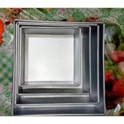 Picture of Cake Mold, 4Pcs Square Shape Aluminum Round cake mold 4pcs set, Make Cake, Pudding And More, Oven Proof Cake Pan Set-Silver