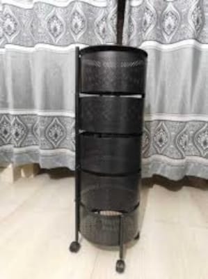 Picture of 5 Layers Kitchen Rotating Shelf 360 Degree Baskets Fruit Vegetable Storage Rack Floor Round Shelf With Wheels - Organize Your Kitchen Efficiently-Multicolor