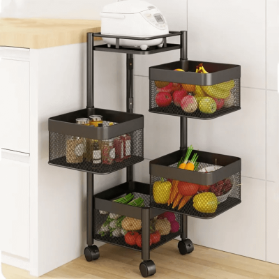 Picture of 5 Layer Kitchen Rack , Vegetable Rack , Kitchen Rack , Metal Rack-Multicolor