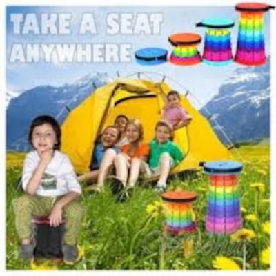 Picture of Folding Retractable Stool Outdoor Safe Stable Folding Camping tool -1 pcs-Multicolor