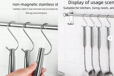 Picture of 5 Stainless Steel Heavy Duty S-Shaped Hooks For Hanging Clothes Kitchen Office Pack Of 5 Hooks - Silver - Wall Hook - Organize With Ease-Metallic Cherry