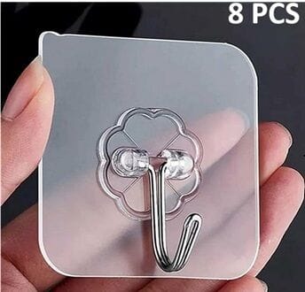 Picture of Adhesive Hooks,10 PCS Transparent Self Adhesive wall hooks high quality hooks for kitchen organizer and Bathroom Door hanging hooks wardrobe hooks for clothes Multi-Function-White