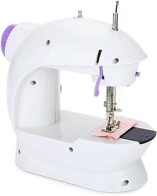 Picture of Dual Speed Portable Mini Electric Pedal Sewing Machine-White
