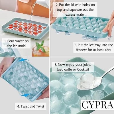 Picture of Ice Ball Tray, Cute Ice Tray,Ice Cube Case, Ice Cube Tray, Round, Easy to Remove, Freezer, Storage, Liquor Ice, Home Use, Lid Included, Durable, DIY Confectionery Tools, Kitchen Utensils-Prime Mall-Multicolor