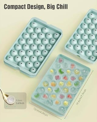 Picture of Ice Ball Tray, Cute Ice Tray,Ice Cube Case, Ice Cube Tray, Round, Easy to Remove, Freezer, Storage, Liquor Ice, Home Use, Lid Included, Durable, DIY Confectionery Tools, Kitchen Utensils-Prime Mall-Multicolor