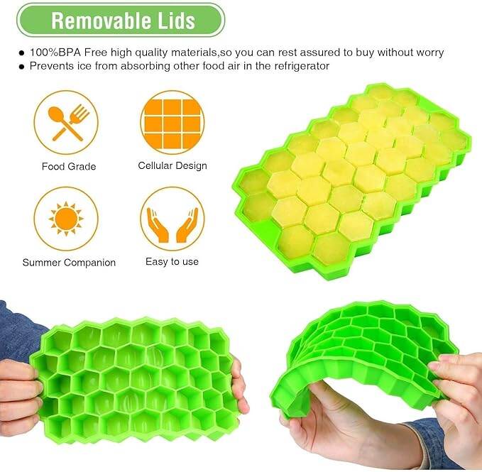 Picture of Silicone Ice Cube Tray 37 Cavity Ice-making Box-Multicolor