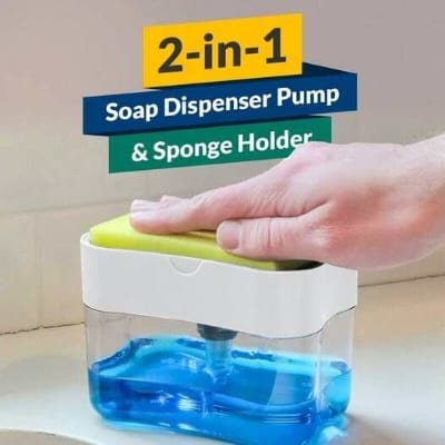 Picture of 2 In 1 Soap Dispenser Pump & Sponge Holder ( Free Sponge) - Random Color - 385ml - Movable Soap Dispenser-Multicolor
