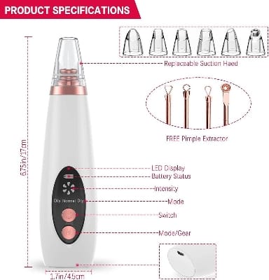 Picture of Electric Vacuum Electric Acne / Blackhead Remover Extractor 6 Suction Head Beauty Machine For Skin Care