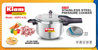 Picture of Kiam Stainless Steel Pressure Cooker 4.5 Ltr IB (induction bottom)-Multicolor