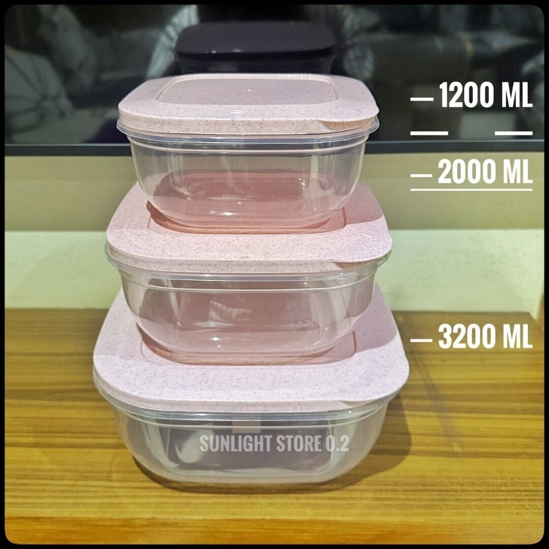 Picture of Food Storage Box Container Set Taj Royal Bati 3 Piece Set-Pink