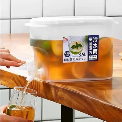 Picture of Plastic Water Dispenser Travel Water Juice Container Multi Use Leakproof Beverage Tank For Fresh Juice Storage & Serving, Campaign Juice Drinks Cocktail Jar - 1pcs (3.5 Ltr)-3.5 L