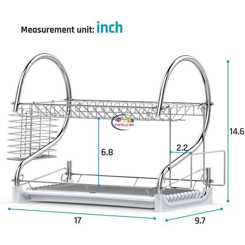 Picture of Double Layer Stainless Steel Dish Rack I 2 Tier Dish Drying Rack I-Silver
