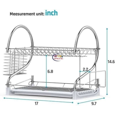 Picture of Double Layer Stainless Steel Dish Rack I 2 Tier Dish Drying Rack I-Silver
