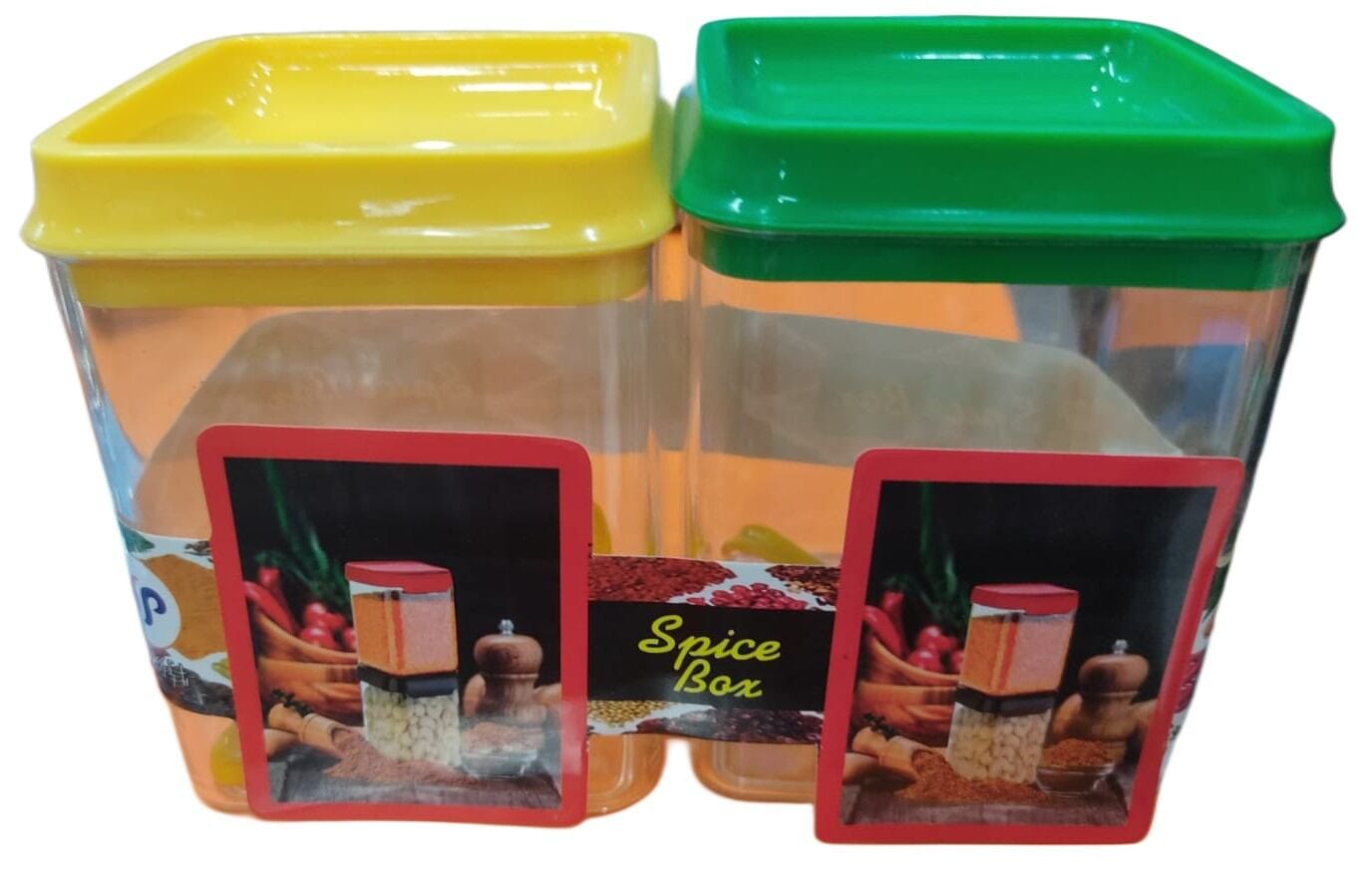 Picture of 2 Pcs Multicolor Plastic  Spice Jar Set-Multicolor