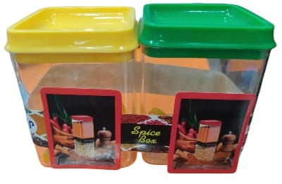 Picture of 2 Pcs Multicolor Plastic  Spice Jar Set-Multicolor