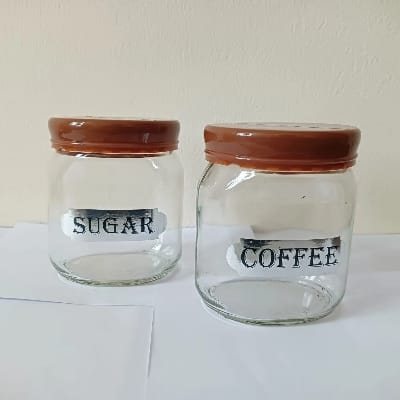 Picture of 2 pcs Coffee and sugar jar glass pot set for kitchen Tea and sugar pot-Coffee