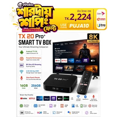 Picture of TX20 PRO+ Android TV Box with Allwinner H313, Dual-Band WiFi, Voice Remote, Free TV Channel