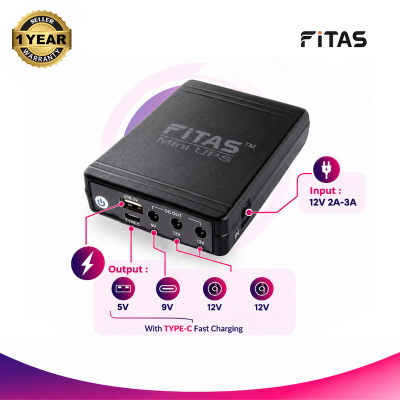 Picture of FiTAS TM95 DC Mini UPS 5V 9V 12V 12V With TYPE-C Fast Charging
