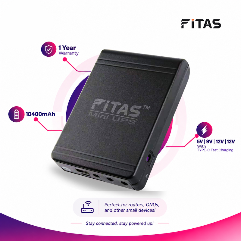 Picture of FiTAS TM95 DC Mini UPS 5V 9V 12V 12V With TYPE-C Fast Charging
