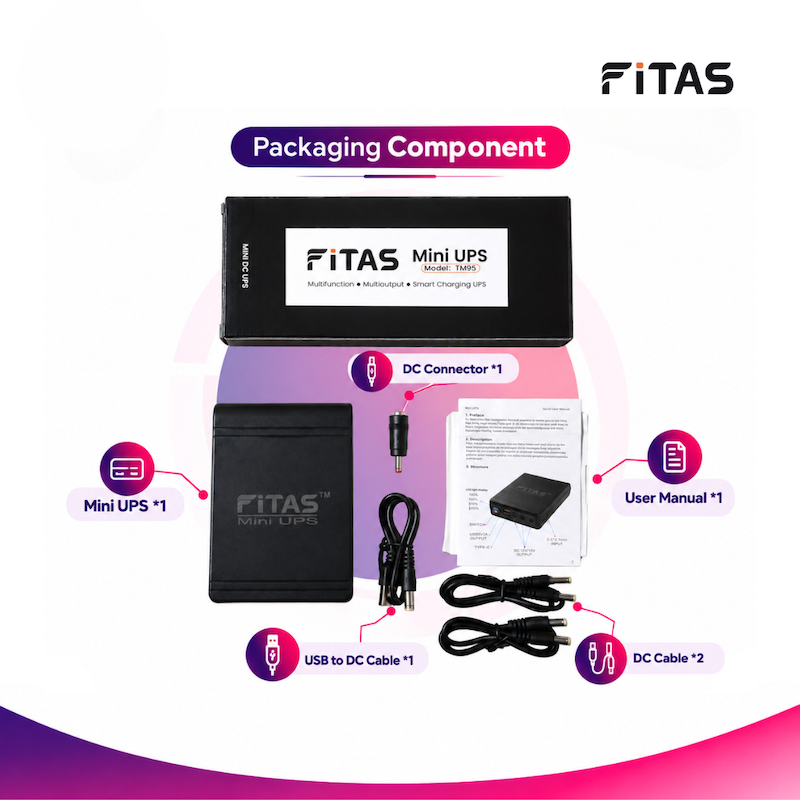 Picture of FiTAS TM95 DC Mini UPS 5V 9V 12V 12V With TYPE-C Fast Charging