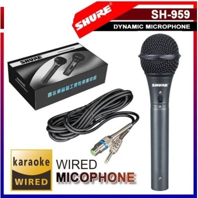 Picture of Professional Shure Sm-959 Uni-Directional Dynamic Microphone With XLR to 6.5mm Audio Cable 15 Feet (Black)