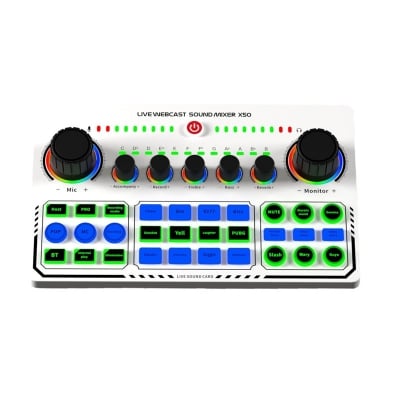 Picture of X50 Professional Recording Studio Sound Cards USB Sound Card for Live Broadcast  for Facebook, you tube, TikTok, star maker karaoke etc. (Multicolor)