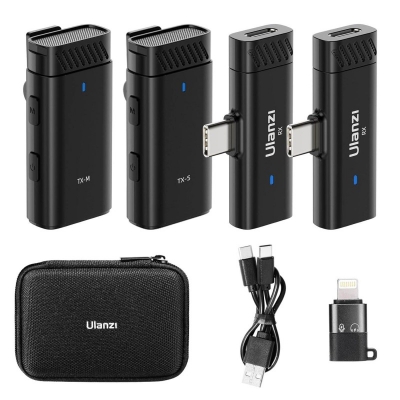 Picture of ULANZI HM2301 Wireless Lavalier Lapel Microphone for iPhone 15 Series/Android/Computer with USB C Interface (Black)