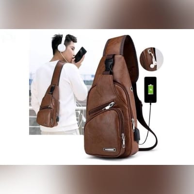Picture of Unisex Crossbody Fashion Bagpack Casual Unisex Crossbody Bag for Men And Women-Brown
