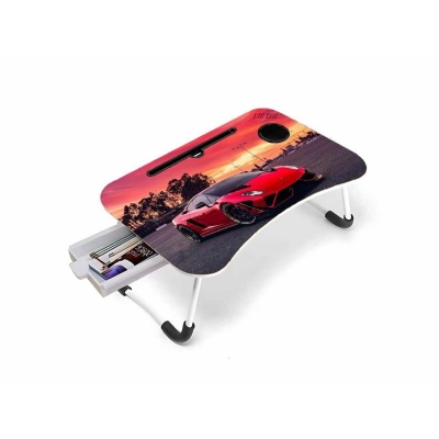 Picture of Multi-Function printed Computer Laptop Desk Table With Drawer laptop pc stand table for bed mini portable table-Red