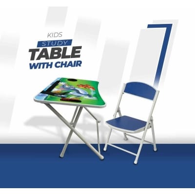 Picture of Folding Kids Study Table with chair engry bird-Green