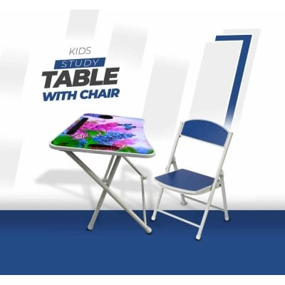 Picture of KIDS READING TABLE WITH CHAIR FLOWER SHAPE-Blue